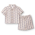 HelloBaby Boys Shirt & Shorts Set Buttoned Little Sailor Shirt Collar Above the Knee Short Sleeve - Ecru Printed Ecru Printed - ebebek