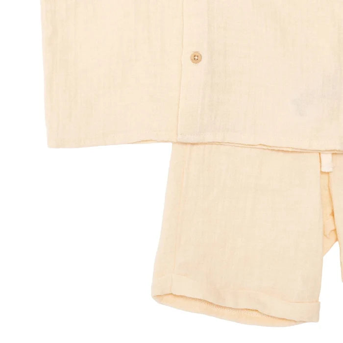 HelloBaby Boys Shirt & Shorts Set Buttoned Little Sailor Shirt Collar Above the Knee Short Sleeve - Ecru Ecru - ebebek