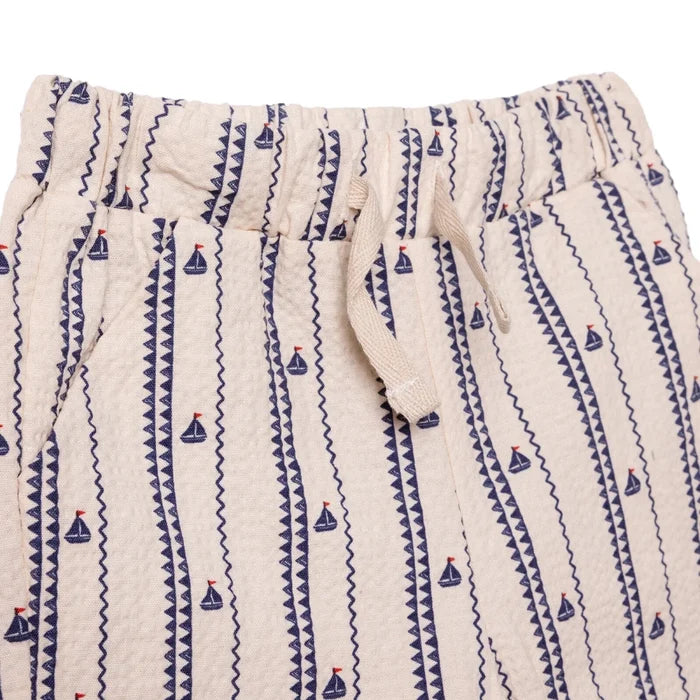 HelloBaby Boys Shirt & Shorts Set Buttoned Little Sailor Shirt Collar Above the Knee Short Sleeve - Ecru Printed Ecru Printed - ebebek