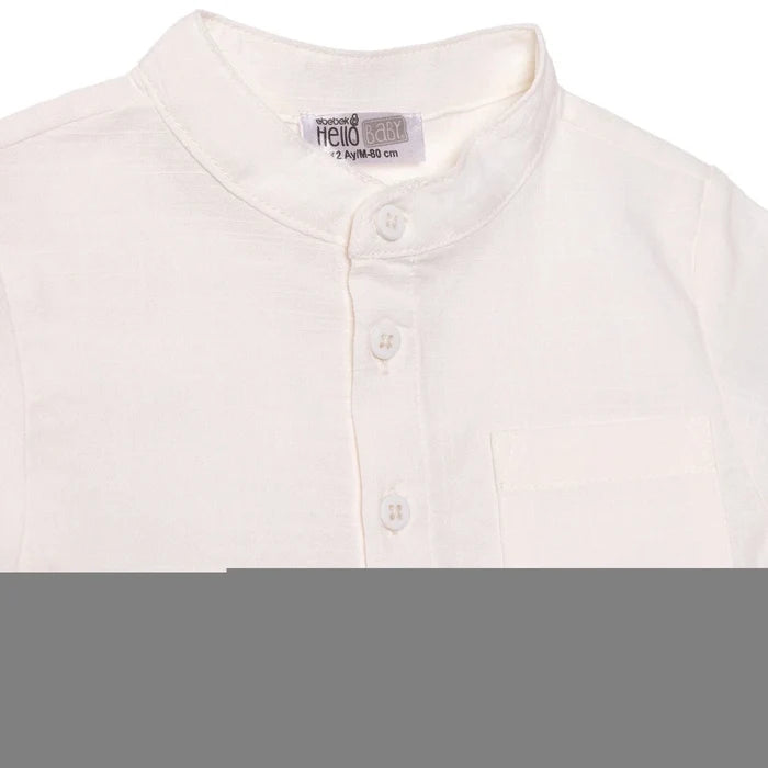 HelloBaby Boys Shirt & Shorts Set Buttoned Smart Line Mandarin Collar Above the Knee Short Sleeve - White White - ebebek