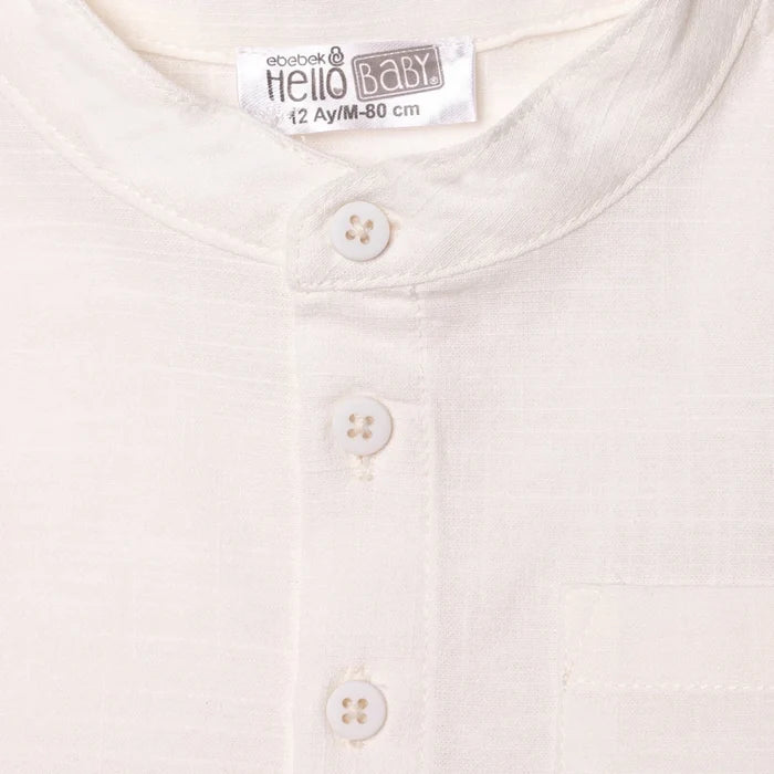 HelloBaby Boys Shirt & Shorts Set Buttoned Smart Line Mandarin Collar Above the Knee Short Sleeve - White White - ebebek
