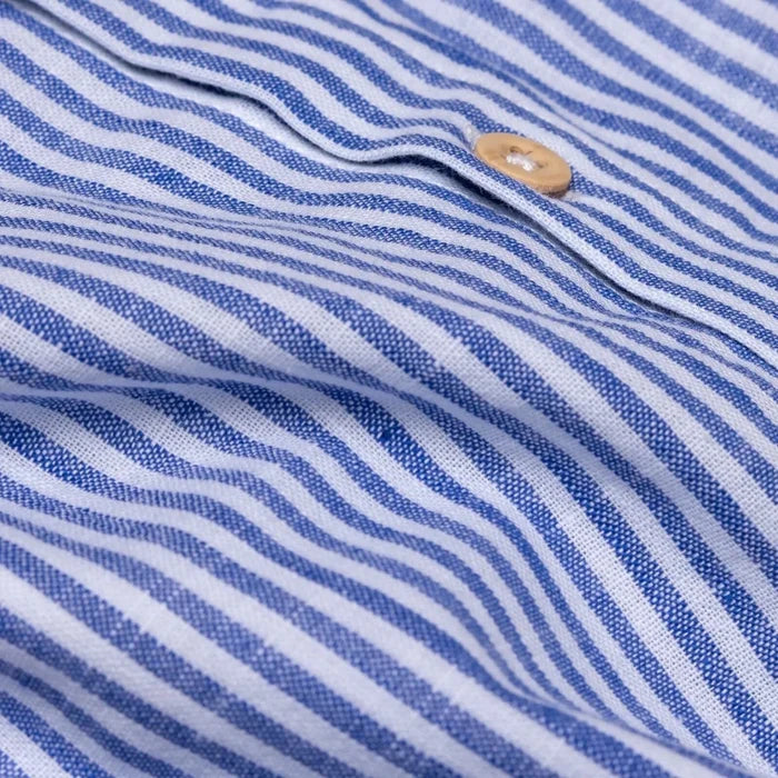 HelloBaby Boys Shirt & Shorts Set Striped Buttoned Smart Line Mandarin Collar Above the Knee Short S - Indigo Indigo - ebebek