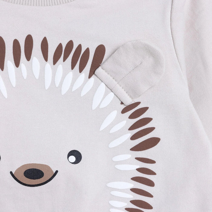 HelloBaby Boys Sweatshirt Animal Print Snap Fastening Crew Neck Long Sleeve - Mink Mink - ebebek