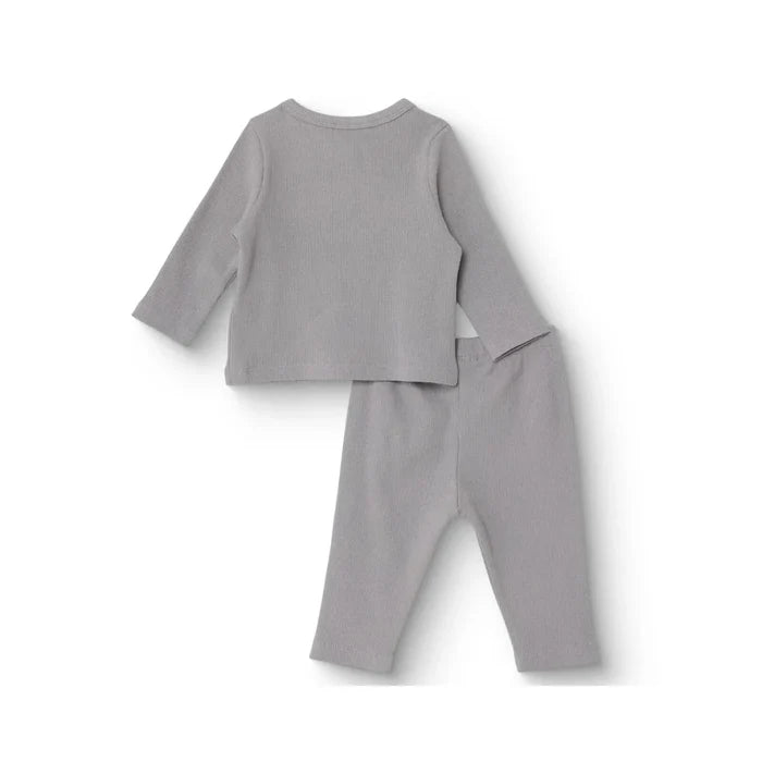 HelloBaby Boys Sweatshirt - Bottom with Buttons Crew Neck Long Leg Long Sleeve - Grey Grey - ebebek