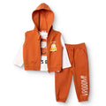 HelloBaby Boys Sweatshirt Waistcoat & Bottom Set Vehicle Print Zip Fastening Little Car Crew Neck Fu - Dark Orange Dark Orange - ebebek