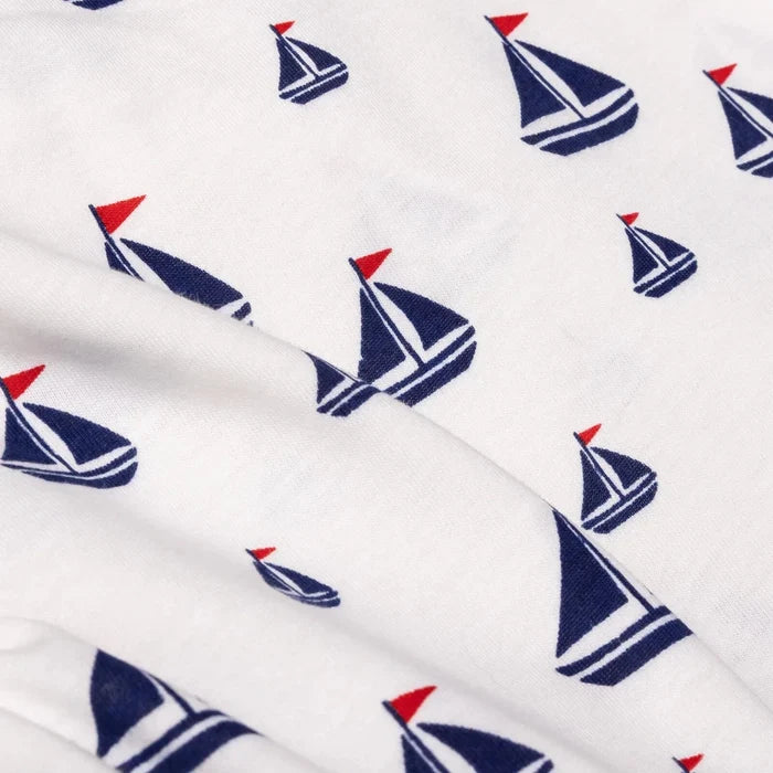 HelloBaby Boys T-shirt & Shorts Set Nautical Print Little Sailor Crew Neck Above the Knee Short Slee - White Printed White Printed - ebebek