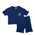 HelloBaby Boys T-shirt & Shorts Set Nautical Print Little Sailor Crew Neck Short Length Short Sleeve - Navy Blue Navy Blue - ebebek