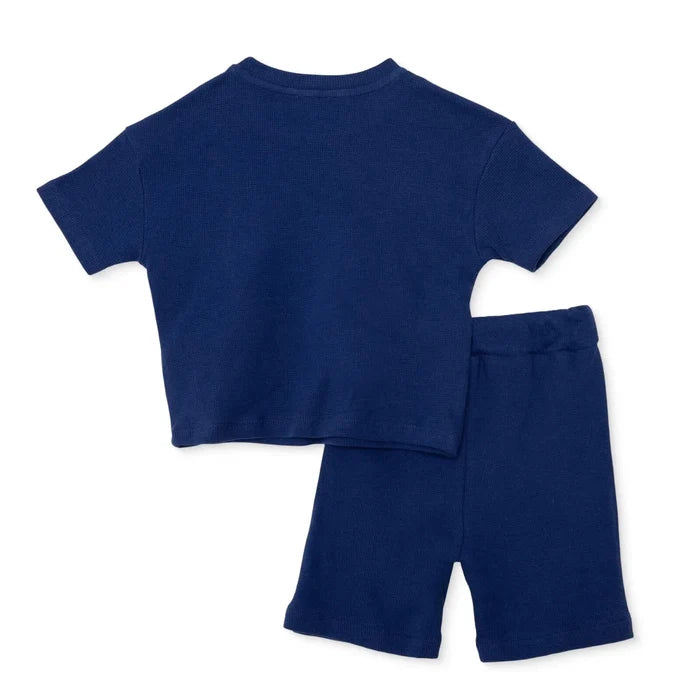 HelloBaby Boys T-shirt & Shorts Set Nautical Print Little Sailor Crew Neck Short Length Short Sleeve - Navy Blue Navy Blue - ebebek