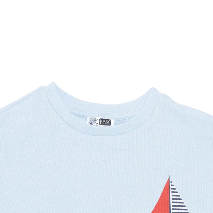 HelloBaby Boys T-shirt & Shorts Set Nautical Print Little Sailor Crew Neck Short Length Short Sleeve - Blue Blue - ebebek