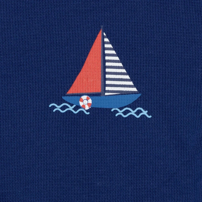 HelloBaby Boys T-shirt & Shorts Set Nautical Print Little Sailor Crew Neck Short Length Short Sleeve - Navy Blue Navy Blue - ebebek