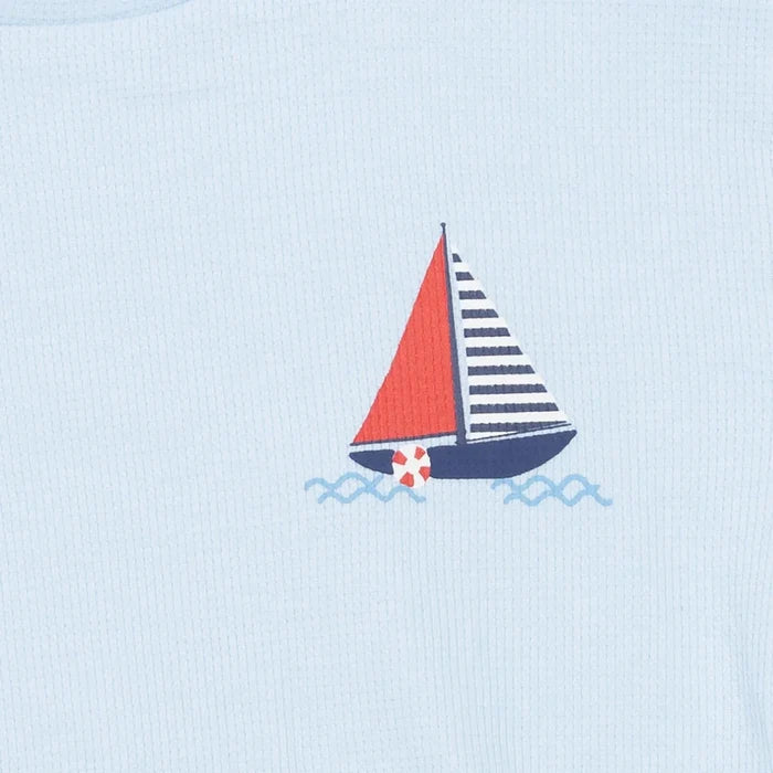 HelloBaby Boys T-shirt & Shorts Set Nautical Print Little Sailor Crew Neck Short Length Short Sleeve - Blue Blue - ebebek