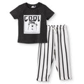 HelloBaby Boys T-Shirt & Trousers Set Bear Print Cool Boy Crew Neck Full Length Short Sleeve - Anthracite Anthracite - ebebek