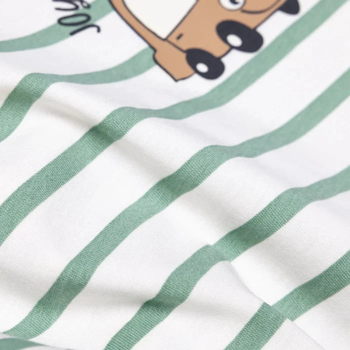 HelloBaby Boys T-Shirt & Trousers Set Vehicle Print Little Car Crew Neck Full Length Long Sleeve - Green Printed Green Printed - ebebek