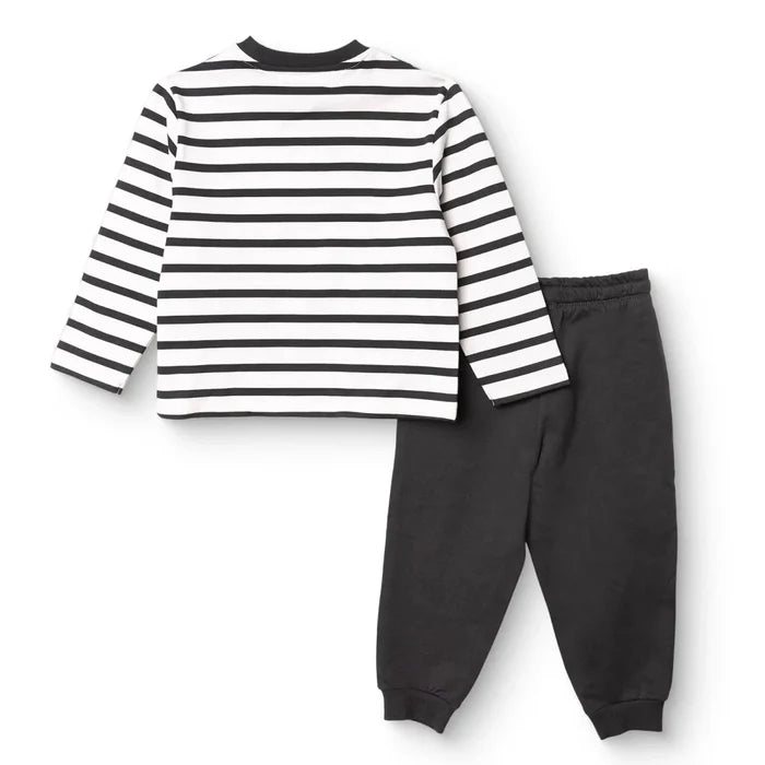HelloBaby Boys Tracksuit Set Bear Print Lace - up Cool Boy Crew Neck Full Length Long Sleeve - Black Printed Black Printed - ebebek