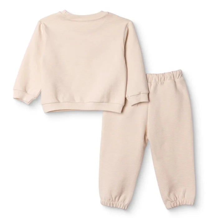 HelloBaby Boys Tracksuit Set Car Print Little Car Crew Neck Full Length Long Sleeve - Ecru Ecru - ebebek
