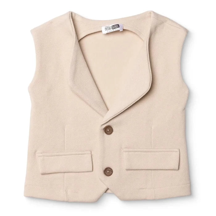 HelloBaby Boys Waistcoat Buttoned Smart Line V - Neck Sleeveless - Ecru Ecru - ebebek
