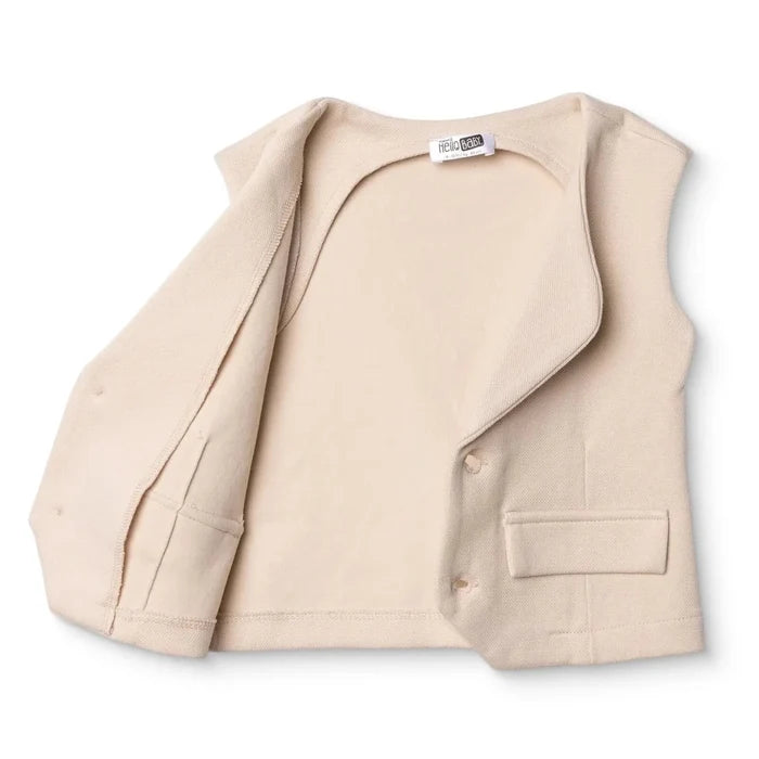 HelloBaby Boys Waistcoat Buttoned Smart Line V - Neck Sleeveless - Ecru Ecru - ebebek