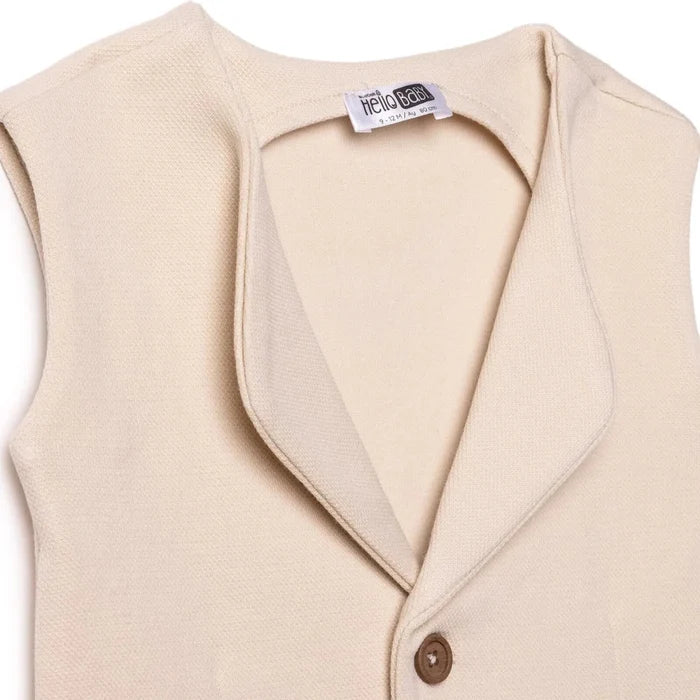 HelloBaby Boys Waistcoat Buttoned Smart Line V - Neck Sleeveless - Ecru Ecru - ebebek