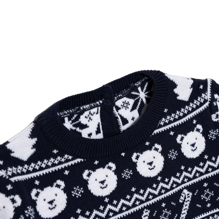 HelloBaby Christmas Baby Boy Snow Party Sweatshirt - Navy Blue - ebebek - Black Friday