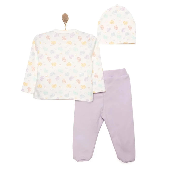 HelloBaby Girl Wrapover Top - Hat - Footed Bottom - Ecru Ecru - ebebek