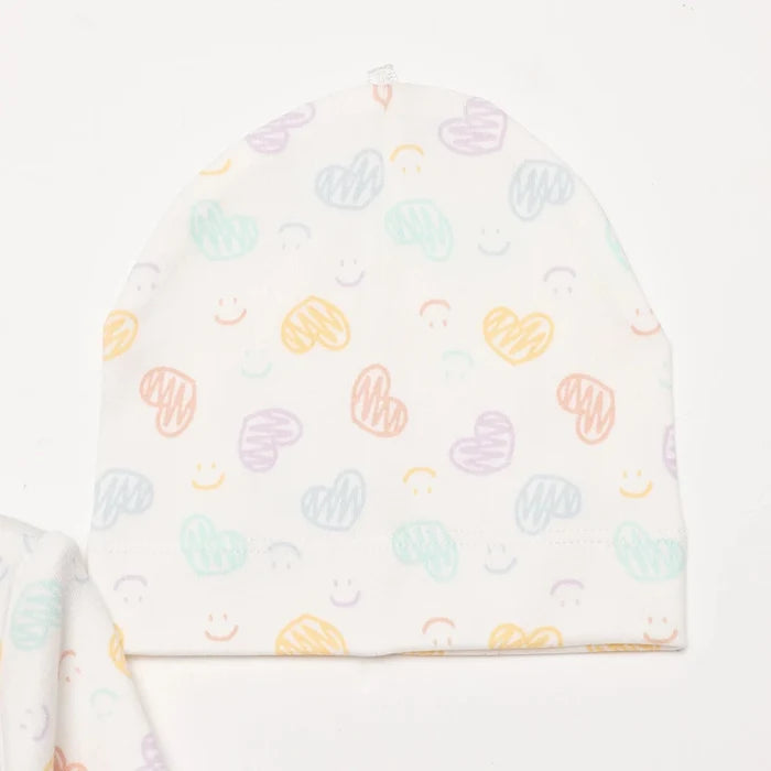 HelloBaby Girl Wrapover Top - Hat - Footed Bottom - Ecru Ecru - ebebek