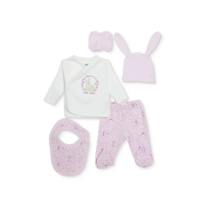 HelloBaby Girls 5 - Piece Newborn Hospital Box Set Animal Print Snap Fastening Envelope Neck Full Leng - Ecru Ecru - ebebek