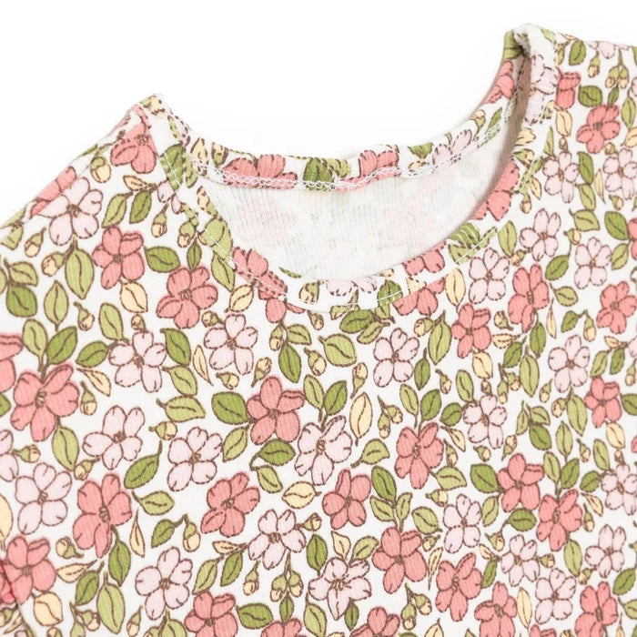 HelloBaby Girls Blouse - Leggings Flower Pastel Dreams Crew Neck Long Leg Short Sleeve - Ecru Printed Ecru Printed - ebebek