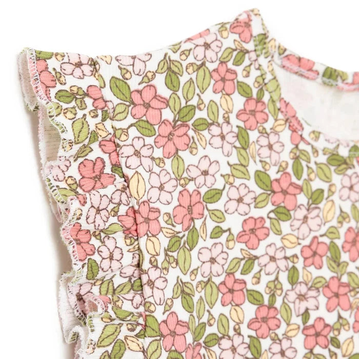 HelloBaby Girls Blouse - Leggings Flower Pastel Dreams Crew Neck Long Leg Short Sleeve - Ecru Printed Ecru Printed - ebebek