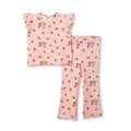 HelloBaby Girls Blouse & Leggings Set Cherry Print Berry Belle Crew Neck Full Length Short Sleeve - Pink Printed Pink Printed - ebebek
