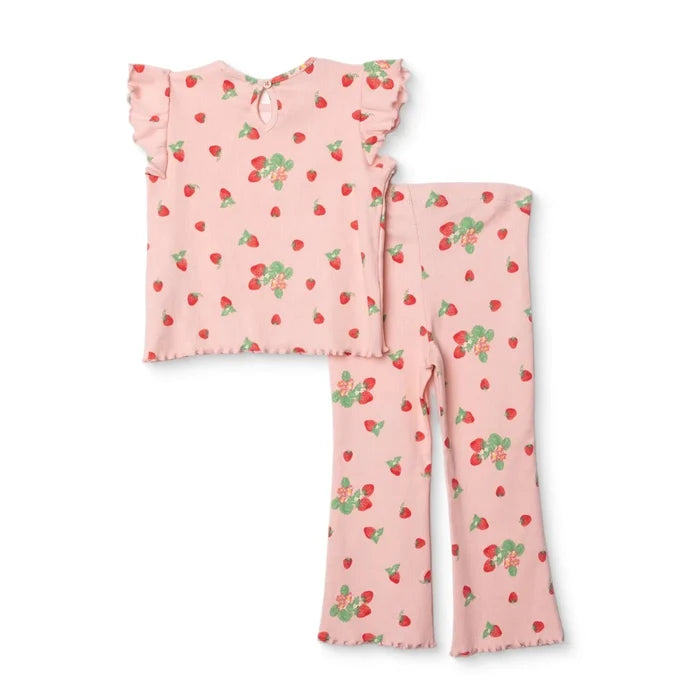 HelloBaby Girls Blouse & Leggings Set Cherry Print Berry Belle Crew Neck Full Length Short Sleeve - Pink Printed Pink Printed - ebebek