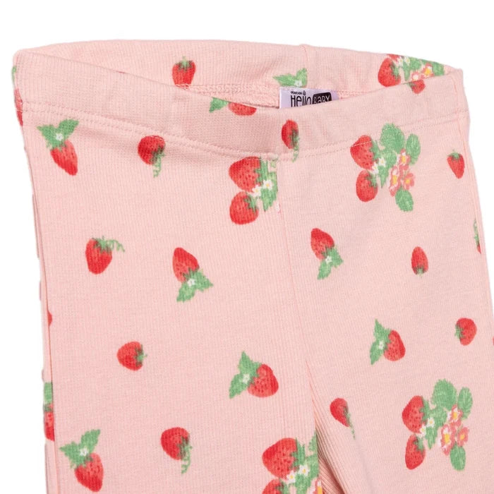 HelloBaby Girls Blouse & Leggings Set Cherry Print Berry Belle Crew Neck Full Length Short Sleeve - Pink Printed Pink Printed - ebebek