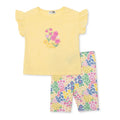HelloBaby Girls Blouse & Leggings Set Ditsy Flower Crew Neck Full Length Short Sleeve - Yellow Yellow - ebebek