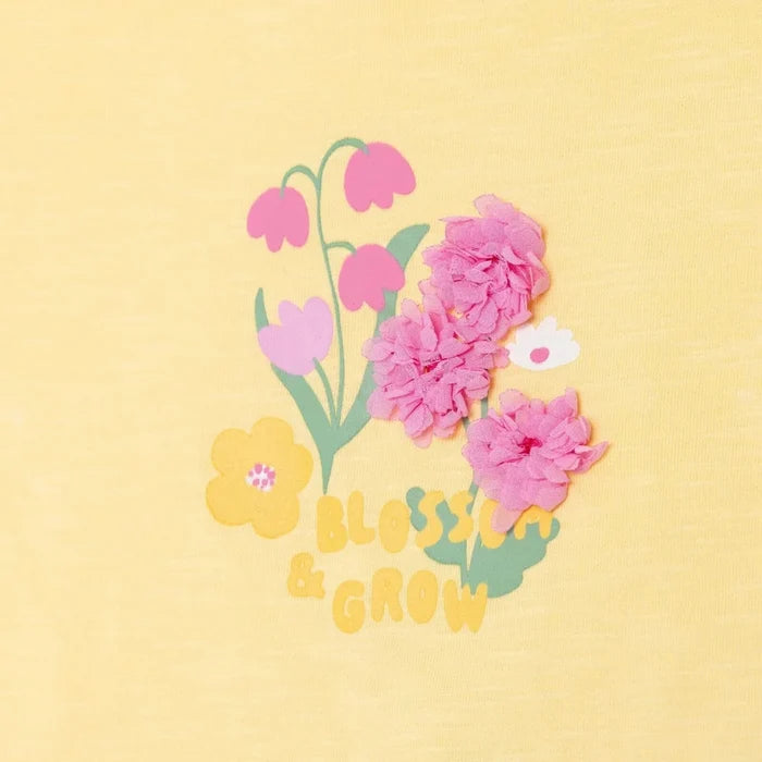 HelloBaby Girls Blouse & Leggings Set Ditsy Flower Crew Neck Full Length Short Sleeve - Yellow Yellow - ebebek