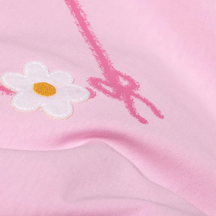 HelloBaby Girls Blouse & Leggings Set Heart Print Ditsy Flower Crew Neck Full Length Short Sleeve - Pink Pink - ebebek