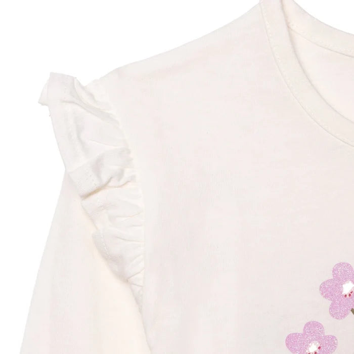 HelloBaby Girls Blouse & Leggings Set Pastel Dreams Crew Neck Full Length Long Sleeve - Ecru Ecru - ebebek