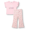 HelloBaby Girls Blouse & Leggings Set Text Print Pastel Dreams Crew Neck Full Length Short Sleeve - Pink Pink - ebebek