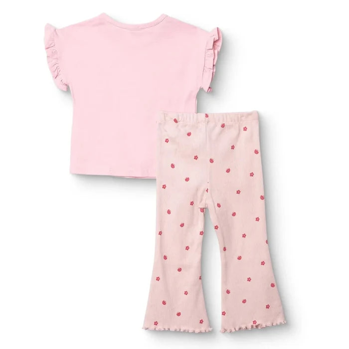 HelloBaby Girls Blouse & Leggings Set Text Print Pastel Dreams Crew Neck Full Length Short Sleeve - Pink Pink - ebebek