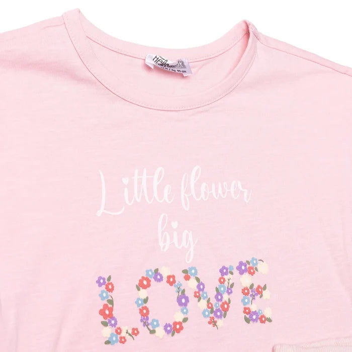HelloBaby Girls Blouse & Leggings Set Text Print Pastel Dreams Crew Neck Full Length Short Sleeve - Pink Pink - ebebek