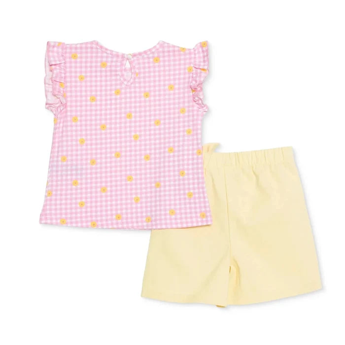 HelloBaby Girls Blouse & Shorts Set Ditsy Flower Crew Neck Short Length Short Sleeve - Pink Printed Pink Printed - ebebek