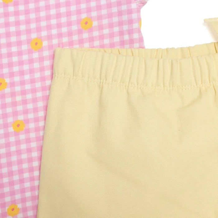 HelloBaby Girls Blouse & Shorts Set Ditsy Flower Crew Neck Short Length Short Sleeve - Pink Printed Pink Printed - ebebek
