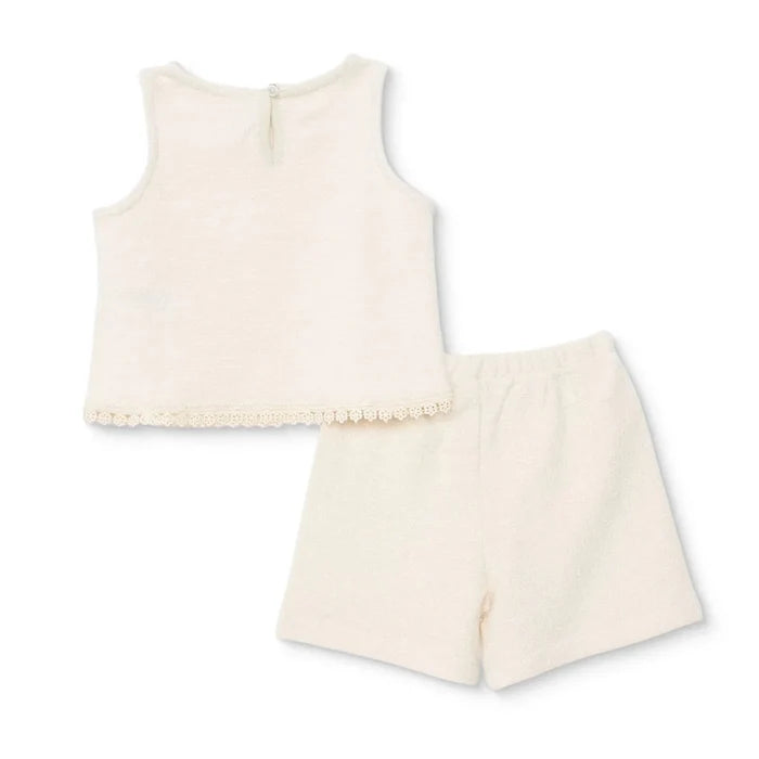 HelloBaby Girls Blouse & Shorts Set Pastel Dreams Crew Neck Short Length Sleeveless - Ecru Ecru - ebebek
