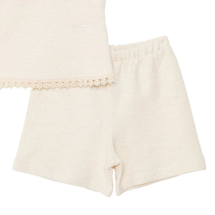 HelloBaby Girls Blouse & Shorts Set Pastel Dreams Crew Neck Short Length Sleeveless - Ecru Ecru - ebebek