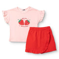 HelloBaby Girls Blouse & Shorts Set Strawberry Print Berry Belle Crew Neck Short Length Short Sleeve - Pink Pink - ebebek