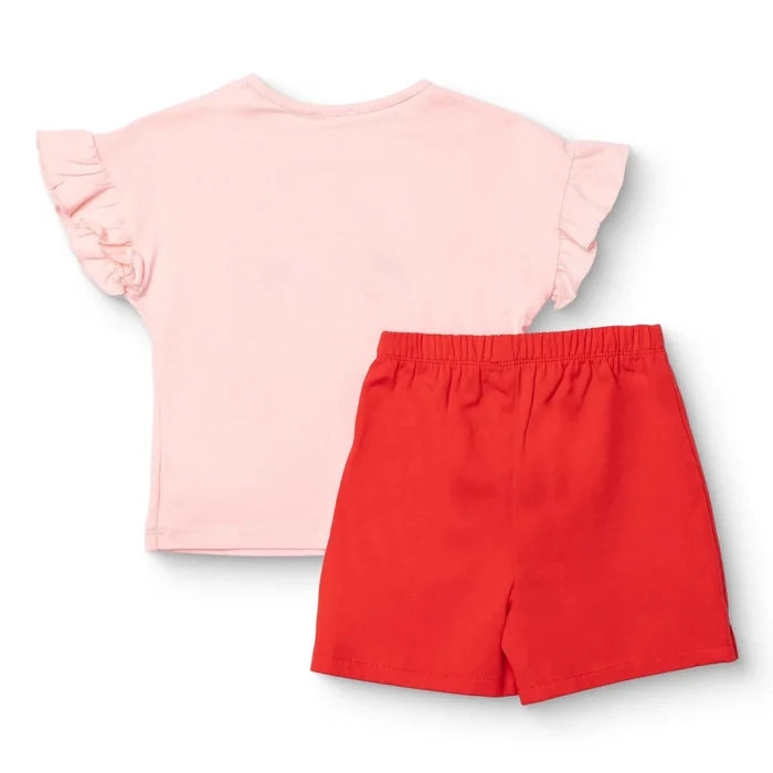 HelloBaby Girls Blouse & Shorts Set Strawberry Print Berry Belle Crew Neck Short Length Short Sleeve - Pink Pink - ebebek