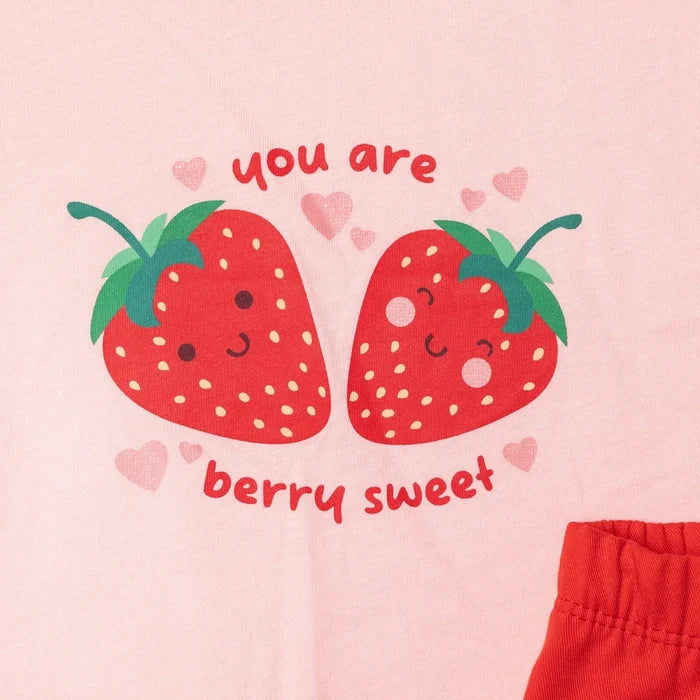 HelloBaby Girls Blouse & Shorts Set Strawberry Print Berry Belle Crew Neck Short Length Short Sleeve - Pink Pink - ebebek