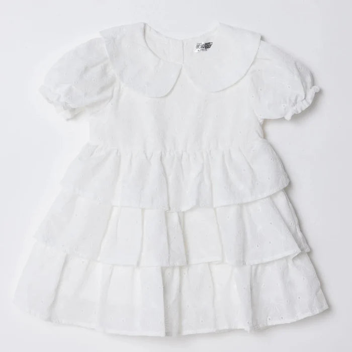HelloBaby Girls Dress Berry Belle Peter Pan Collar Short Sleeve - White White - ebebek
