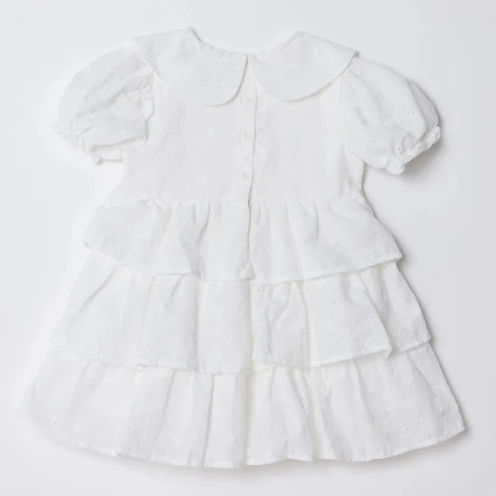 HelloBaby Girls Dress Berry Belle Peter Pan Collar Short Sleeve - White White - ebebek