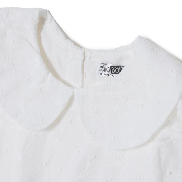 HelloBaby Girls Dress Berry Belle Peter Pan Collar Short Sleeve - White White - ebebek