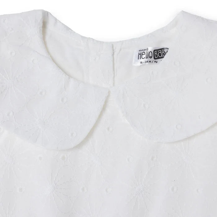 HelloBaby Girls Dress Berry Belle Peter Pan Collar Short Sleeve - White White - ebebek