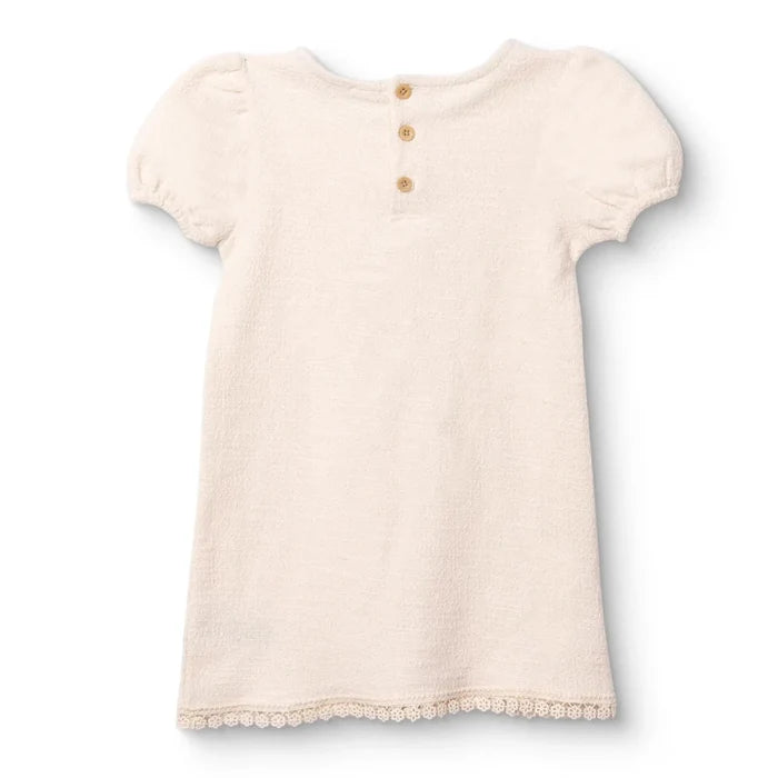 HelloBaby Girls Dress Bow Pastel Dreams Crew Neck Short Sleeve - Ecru Ecru - ebebek